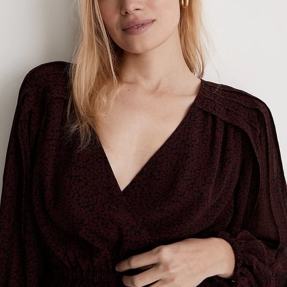 Madewell (Re)sourced Georgette Faux-Wrap Mini Dress Size Small - Picture 3 of 8